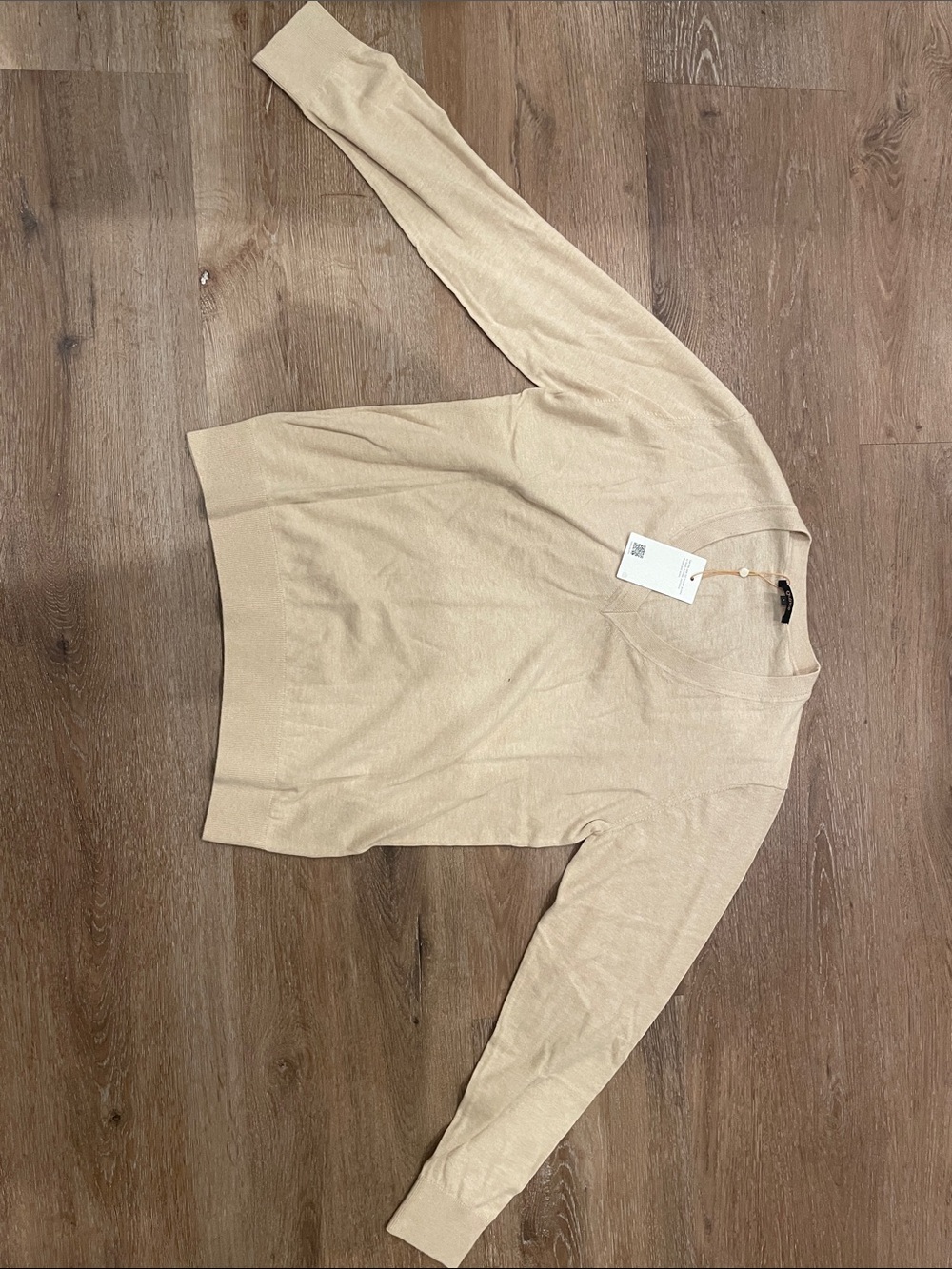Quince Cream V-Neck Lightweight Sweater